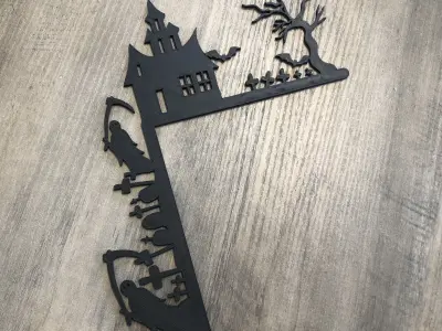 Halloween Castle and Graves Door Corner Decoration Free 3D print model
