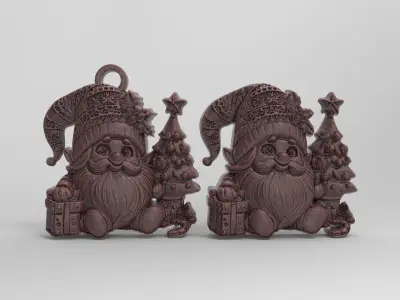 christmas gnome with tree decor  3D print model