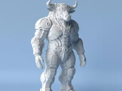 Cyberpunk Minotaur  Full Body Bull Sculpture 3D print model