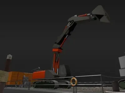 Excavator Rigged and  Low-Poly  Low-poly 3D model