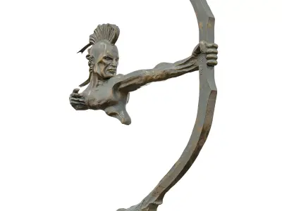 Dynamic Archer Statue 3D Model - Stylized Bronze Sculpture 3D model