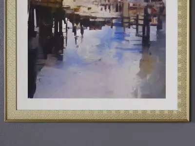 Framed Watercolor Painting 8 Low-poly 3D model