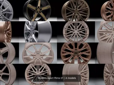 Modern Sport Rims 01 3D Model Pack