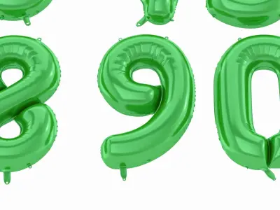 Balloon Numbers Green Color 3D model