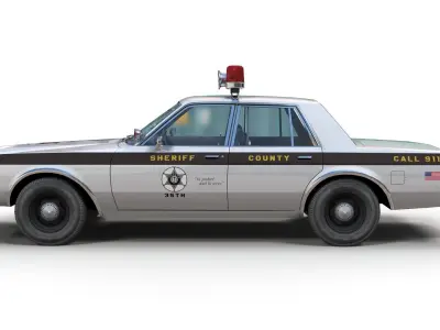 Dodge Diplomat sheriff car Low-poly 3D model