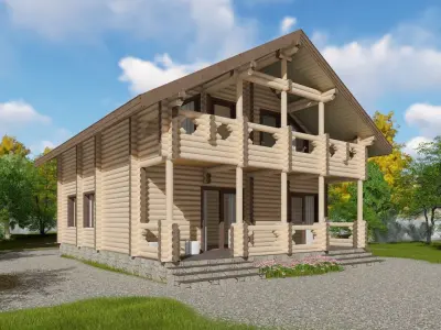 3D model of a wooden house 3D model 2