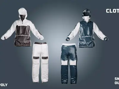 Ski Snowboard - clothyfic full outfits Low-poly 3D model