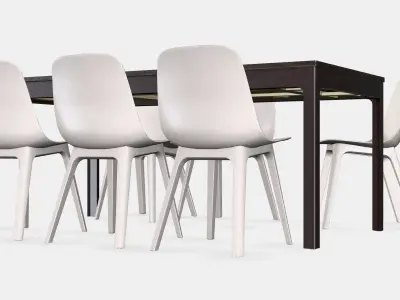 EKEDALEN - ODGER Table and 6 chairs Low-poly 3D model