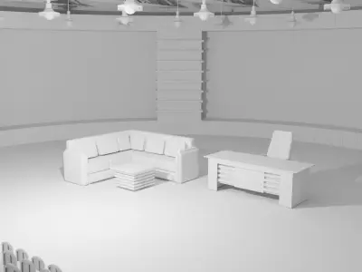 Talk Show TV Studio - No Material Low-poly 3D model