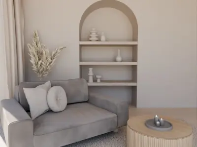 Cozy Lounge Area Design Living room Free 3D model