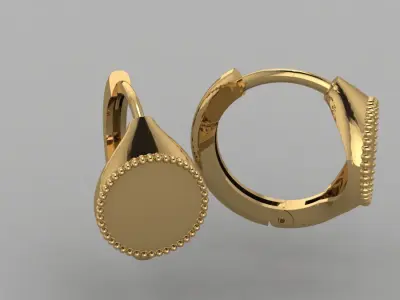minimalism hoop earrings gold 3D print model