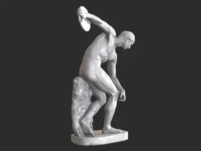 Discobolus Statue - Marble Low-poly 3D model