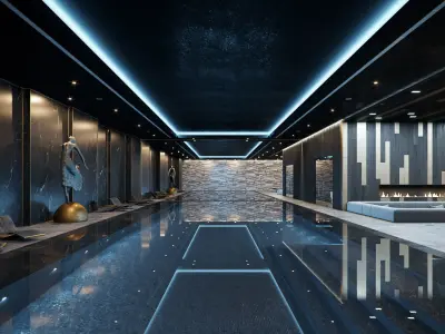 Corona - C4D scene files - Residential Pool Interior 3D model