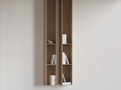 096 Wall rack shelves 03 neutral  minimal wood 01 3D model