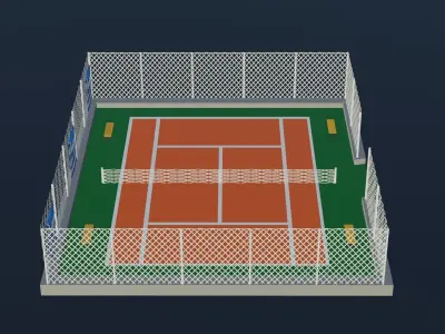 Tennis Court - Greece Low-poly 3D model