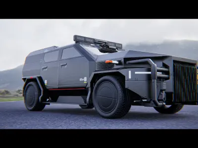 Futuristic Armored Tactical SUV Low-poly 3D model