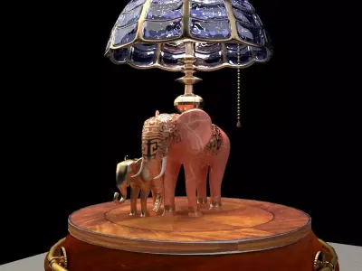 Chnese display stand with elephant lamp 3D model