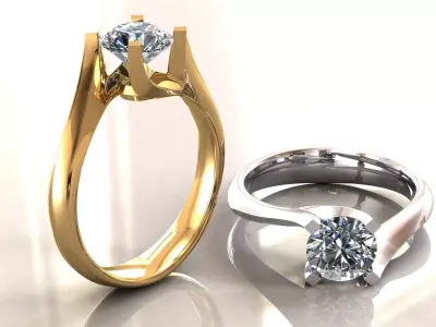 Engagement wedding ring 1ct 3D print model