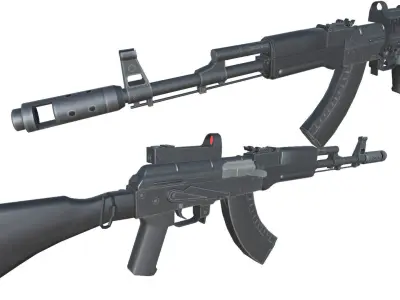 15-AK-47M-gun model 3d game ready model Low-poly 3D model Low-poly 3D model