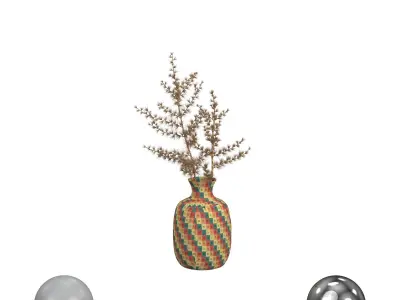 A set of branches in vases 3D model