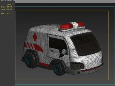 Cartoon ambulance q cartoon toy car 3D model