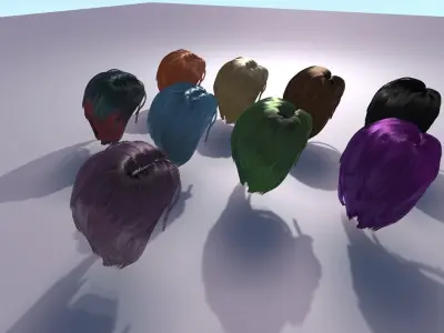 Hair Shader System for Unreal Engine 4 plus Hair Strand Designer Low-poly 3D model