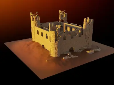 Castle Model 3D in desert 3D model
