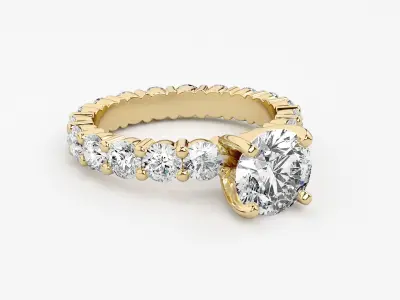 Round Diamond Engagement Ring 3D print model purchase