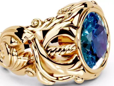 Timeless Elegance Luxury Bluestone Ring 3D print model