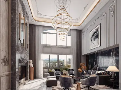 Luxury living room interior 3D model