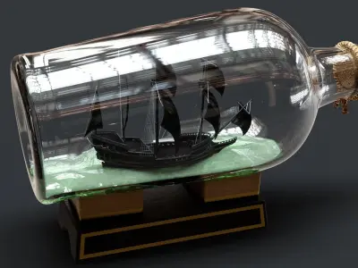 Pirate Ship in a Bottle 3D model