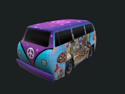 Low Poly Volkswagen Bus Low-poly 3D model