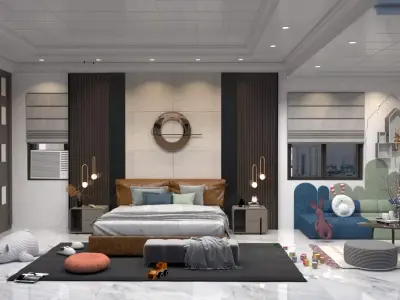 Modern Master Bedroom with Kids Play Area   3D model