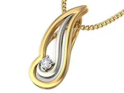Solitaire Women Pendant 3dm STL OBJ FBX Renders Details 3D print model 63