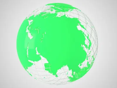 Globe News Skeleton Green 3D model