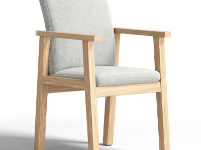Solid Wood Dining Chair Modern Style Arm Chair for Dining Room 3D model