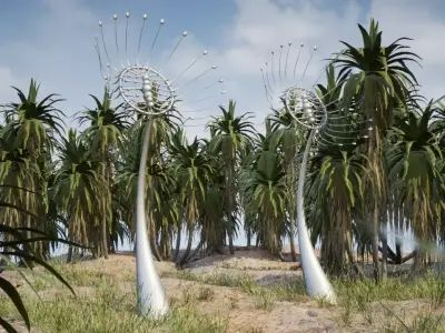 Kinetic Dandelions Sculpture  Low-poly 3D model