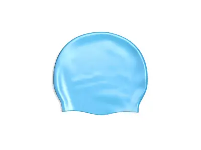 Blue Swim Cap 2 Types - lying and no gravity swimming hat set 3D model