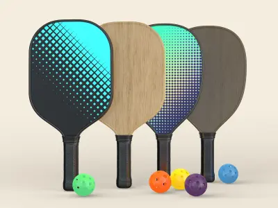 Pickleball set Paddles and Balls 3D model