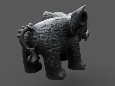  Ancient elephant 02 Low-poly 3D model