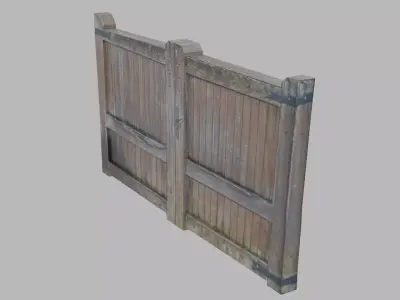 Weathered Wooden Gate - Very Low Poly 3D Model Free low-poly 3D model