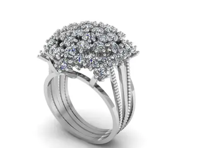 LUXURY HIP HOP DIAMOND RING 3D PRINTABLE MODEL  3D print model