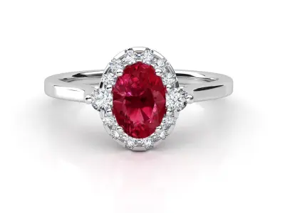 R RA020 engagement ring with ruby stone 3D print model