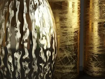 vase623 gold and vases 3D model