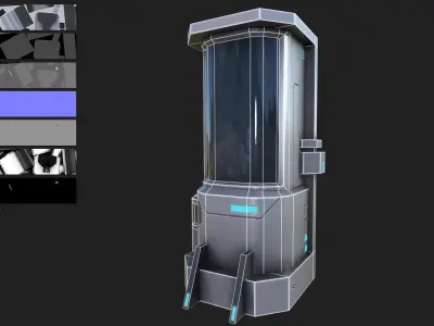Scifi chamber Low-poly 3D model