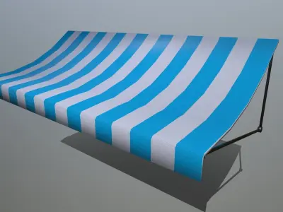 awning striped Low-poly 3D model