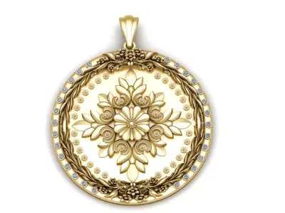 LUXURY FLOWER COIN PENDANT 3D PRINTABLE MODEL 3D print model