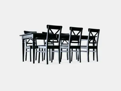 INGATORP - INGOLF table and 6 chairs Low-poly 3D model