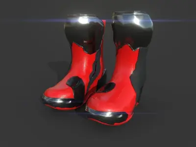 SUPERTECH R VENTED ROAD RACING BOOTS Red Black Low-poly 3D model