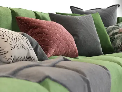 Green chaise end corner sofa 3D model